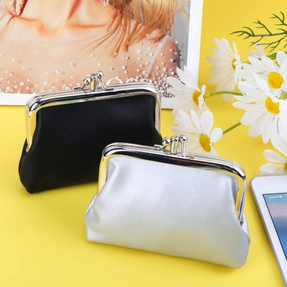 2 Packs PU Coin Purse Double Pocket Change Pouch Clutch Wallet with Clasp Closur - Picture 6 of 9